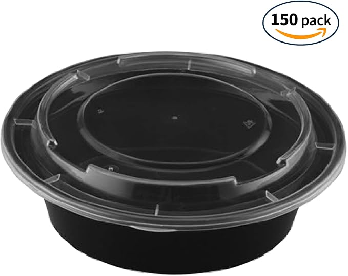 TIYA Food Containers – 24 oz Bulk 150 Pack with Lids – Plastic Food Storage To-Go Round Bowls – Reusable, Microwavable, Dishwasher Safe – Leak-Proof and Great for Meal Prep – BPA-Free - Image 2