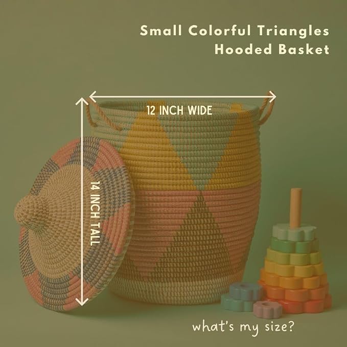 Baby Hamper, Colorful Triangles, Small, 12" Wide - Image 3