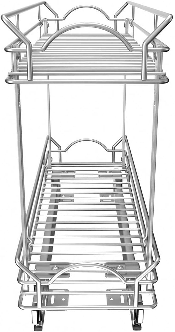OCG Slide Out Cabinet Organizer for Narrow Cabinet (9" W X 17" D), 2 Tier Pull Out Shelves Slim Sliding Cabinet Organizer and Storage, Chrome - Image 7