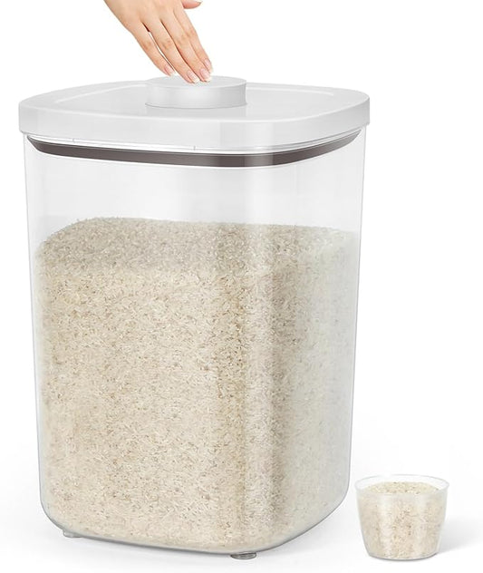 TBMax Large Flour Storage Container 10.56 Qt, 20 Lbs Rice Container with Pop Up Lid & Measuring Scoop for Flour, Cereal, Dry Food Storage and Kitchen Pantry Organization by TBMax