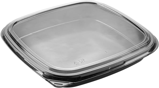 Restaurantware Plastic Sushi Trays 50 Pack of 10.6 x 10.6 x 1.77 Inch With Clear Lids Leak-Resistant Sushi Take Out Boxes Stackable Containers For Grab-And-Go by Restaurantware
