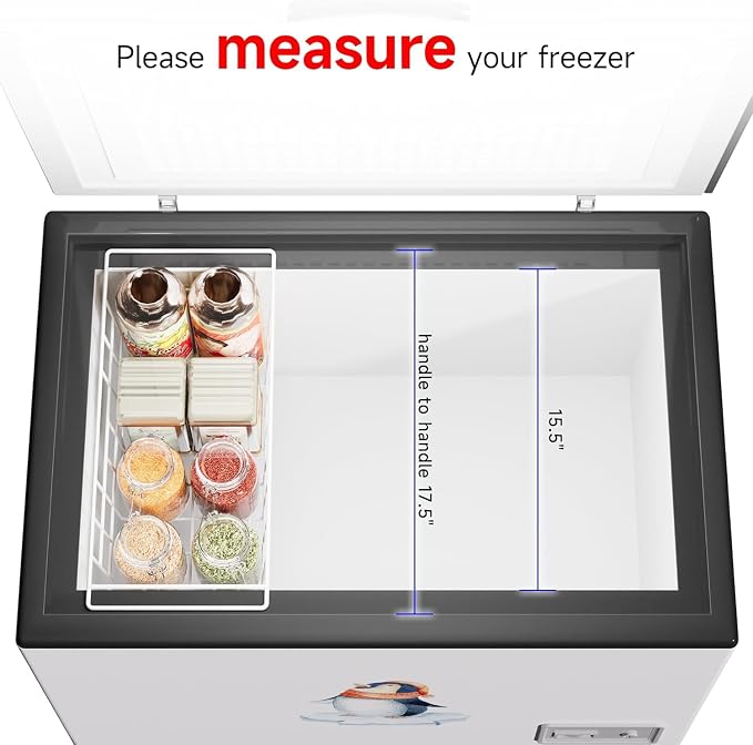 Slideep 17.5'' Large Storage Baskets Chest Freezer Organizer, Sturdy Metal Wire Pantry Freezer Bin for Home Kitchen Organization 2 Packs, White - Image 3