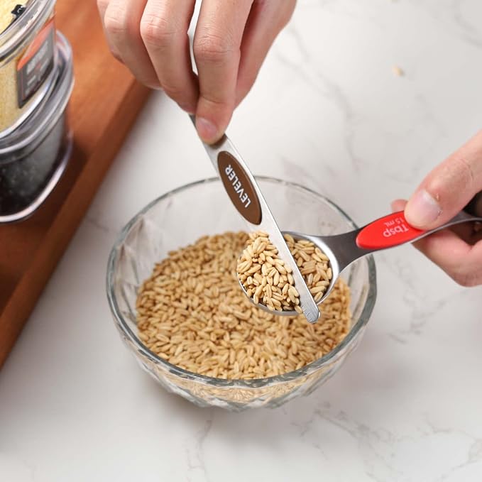 Magnetic Measuring Cups and Spoons Set Stainless Steel Measuring Cup&Spoon | 7 Heavy Duty Measuring Cup 8 Double Sided Magneti Measuring Spoons with 1 Leveler for Dry and Liquid Ingredients (Color) - Image 6