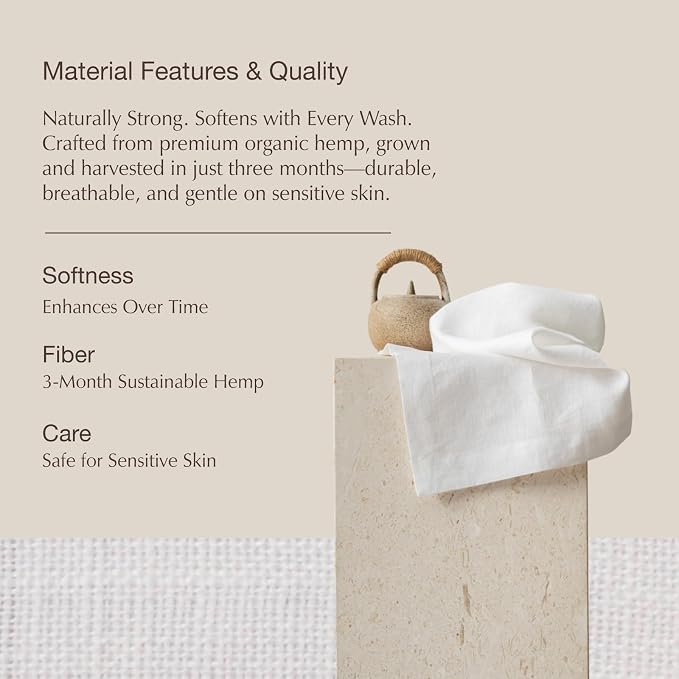 KNOKNO Rustic Hemp Linen Napkins – 18 x 18 Inch, Set of 4 | Handmade Organic 3-Month Growth Hemp Cloth Napkins, Durable & Reusable for Dining, Parties & Weddings - Image 3