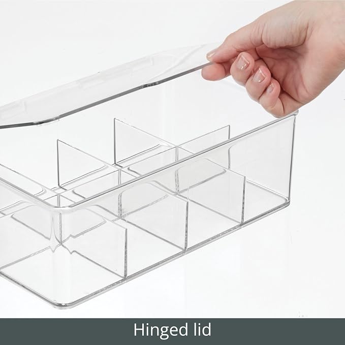 mDesign Tea Bag Single Serve Pouch Divided Box Holder Organizer, Clear - Image 6