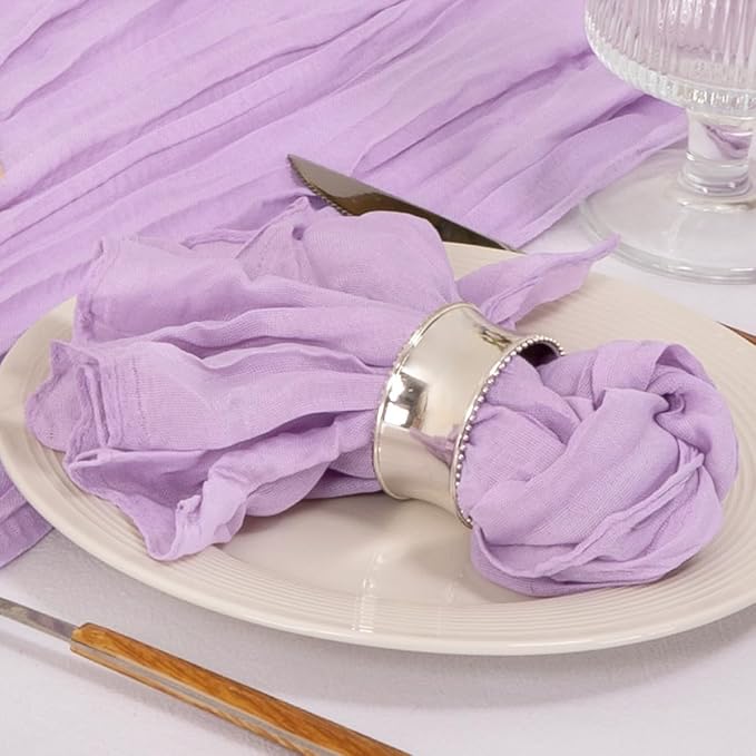 Cloth Napkins Set of 60 21"x21" Reusable Cheesecloth Napkins Lilac Purple | Boho Rustic Dinner Napkins Washable Gauze Table Napkins Cloth Hemmed Edges for Wedding Bridal Shower Family Gathering Decor - Image 3