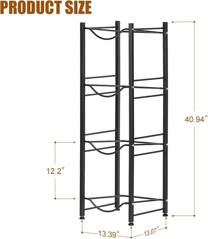 smusei 5 Gallon Water Bottle Holder 4 Tier Water Cooler Jug Stand Storage with 4 Slots for 5 Gal Water Dispenser Black Water Bottle Organizer Rack Metal for Office, Kitchen, Home - Image 2