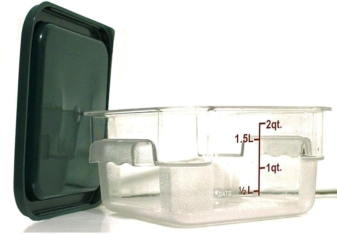 Tiger Chef 2 Quart Commercial Grade Clear Food Storage Square Polycarbonate Containers With Green Lids by TigerChef