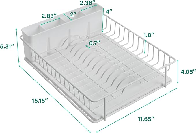 SunnyPoint 304 Stainless Steel Dish Drying Rack with Diatomaceous Earth Drainboard & Removable Utensil Caddy – Rust Resistant Countertop Dish Rack for Kitchen (White) - Image 8