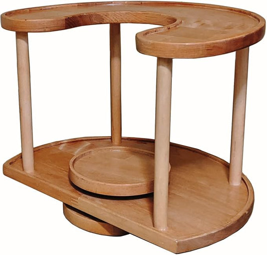 Two Tier Organizer Wood Lazy Susan for Countertop Spinner Turntable Tea Organizer for Cabinet Soda Rack Organizer Turn Tables for Organization | Spice Storage Organizer House Organization (Sunset) by Elysian