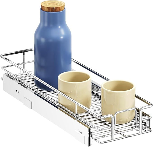 ROOMTEC Pull Out Cabinet Organizer, Pull Out Shelves 5½" W x 21½" D, Heavy Duty Cabinet Drawers Slide Out Kitchen Organizers Storage Shelf by ROOMTEC