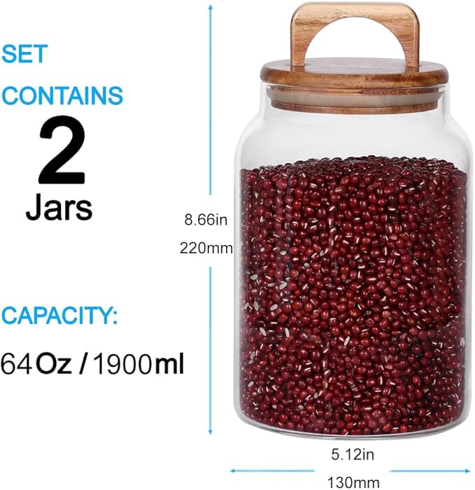 SAIOOL Canister Set of 2, Glass Kitchen Canisters - Image 2