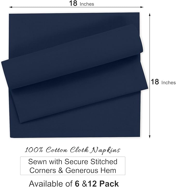 Ruvanti Cloth Napkins Set of 12, 100% Cotton High GSM 18x18 Inches Soft, Washable, Highly Durable & Absorbent, Perfect for Parties, Christmas, Thanksgiving Dinners – Pageant Blue - Image 8