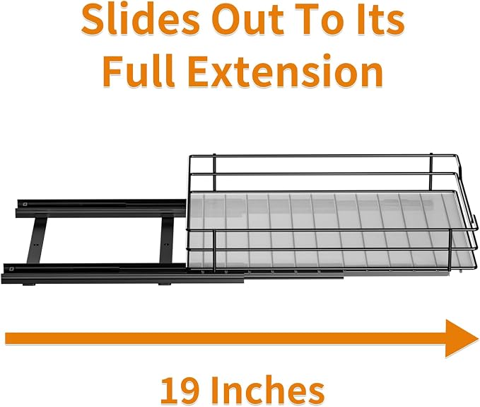RCHYFEED Pull Out Spice Organization for Cabinet,8.5" Wx10.5 Dx2.5 H,1 Tier | Heavy Duty Slide Out for Inside Cabinet & Pantry, Kitchen Cabinet Seasoning Organizer,Vertical Spice Racks Storage Spices - Image 7