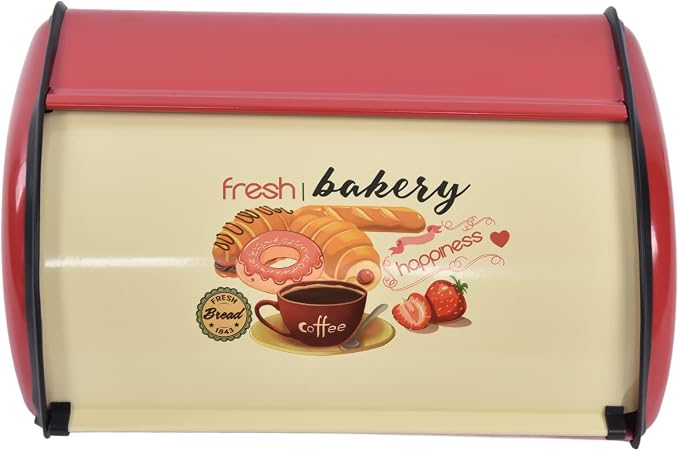 TOPINCN Metal Bread Box for Kitchen Storage Breadbox Snare Drum Holder Storage Box Container French Retro Supplies Boxes Bread Boxes (Red) by TOPINCN