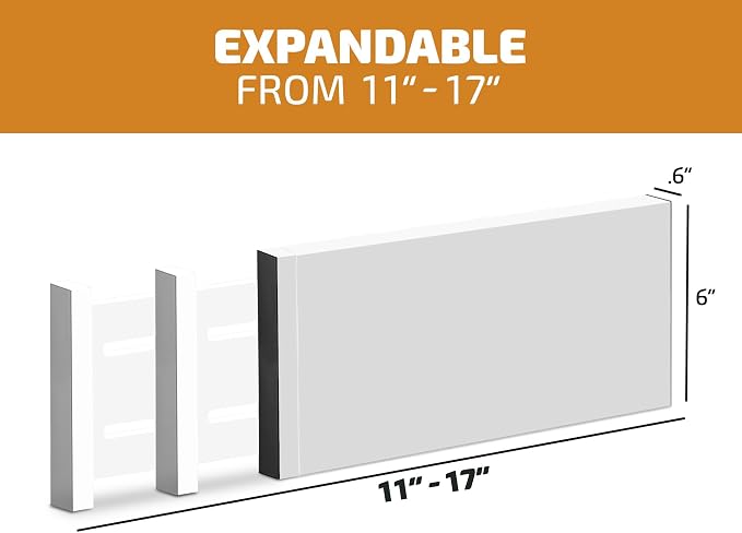 6-Pack Drawer Dividers - 6 Inches High, Adjustable 11 to 17 Inches Bamboo Drawer Organizer, Large Expandable Separator for Clothes, Dresser, Bedroom, Bathroom, Baby, Office, Kitchen Utensil, White - Image 4