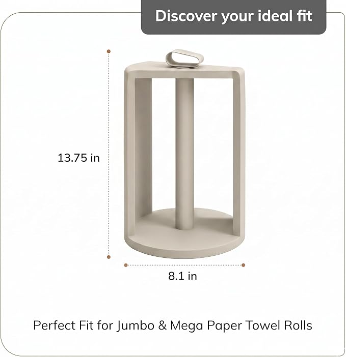 Anji Mountain Wooden Paper Towel Holder with Metal Holder, Holder Stand for Kitchen Roll Organizer & Kitchen Dining Table Home Décor, Countertop Fits Jumbo & Mega Rolls - Black/Black, Top Load - Image 7