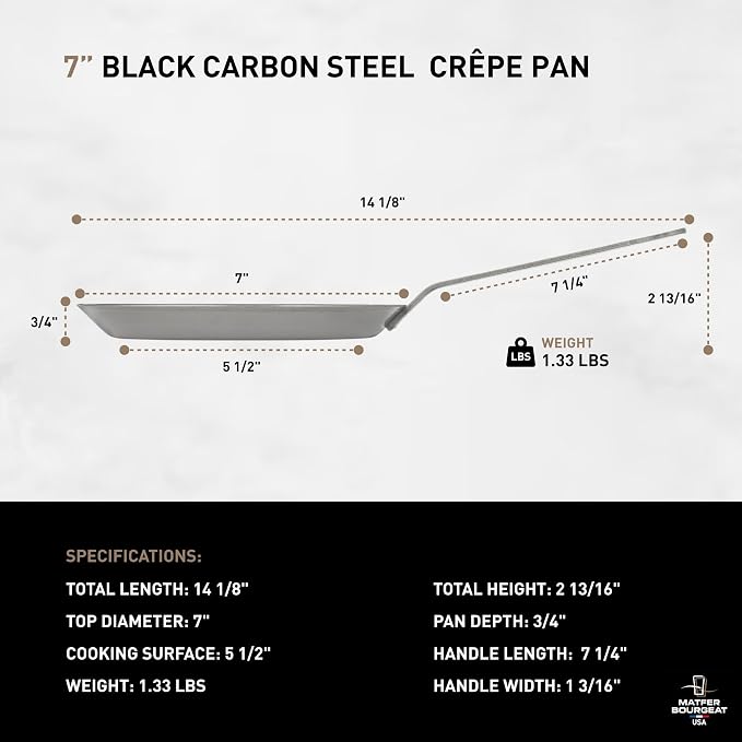 Matfer Bourgeat Black Carbon Steel Crêpe Pan, 7" - Image 2