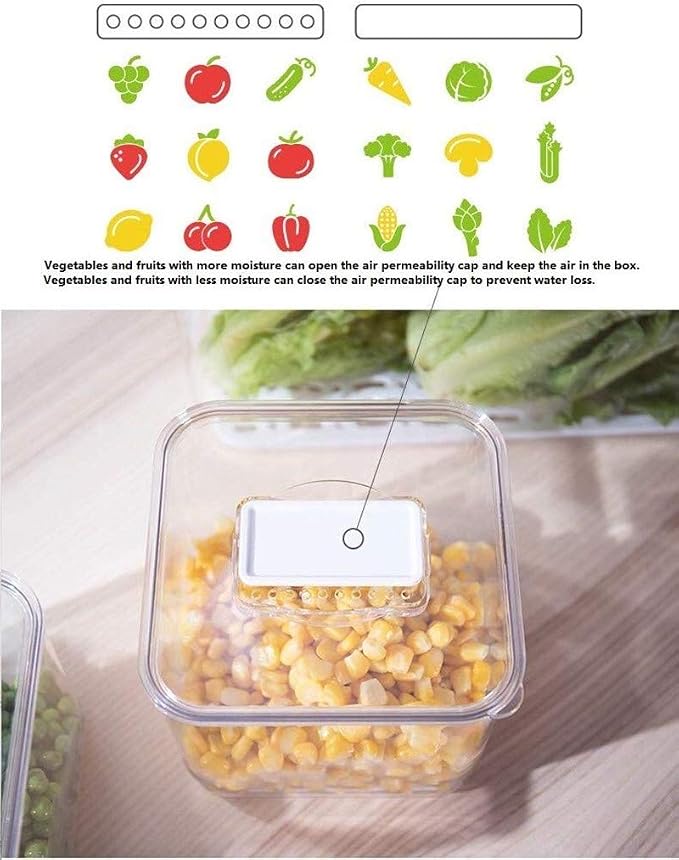 SANNO Fridge Produce Saver Food Storage Bin Containers, Refrigerator Food Fruit Vegetables storage Produce Saver Produce Saver Containers, Stackable Freezer Fridge - Image 8