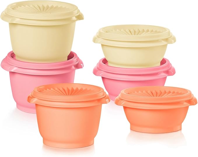 Tupperware Heritage Collection, New 12 Piece Food Storage Container Set in Vintage Warm Colors, Dishwasher Safe and BPA Free (6 containers, 6 lids) by Tupperware