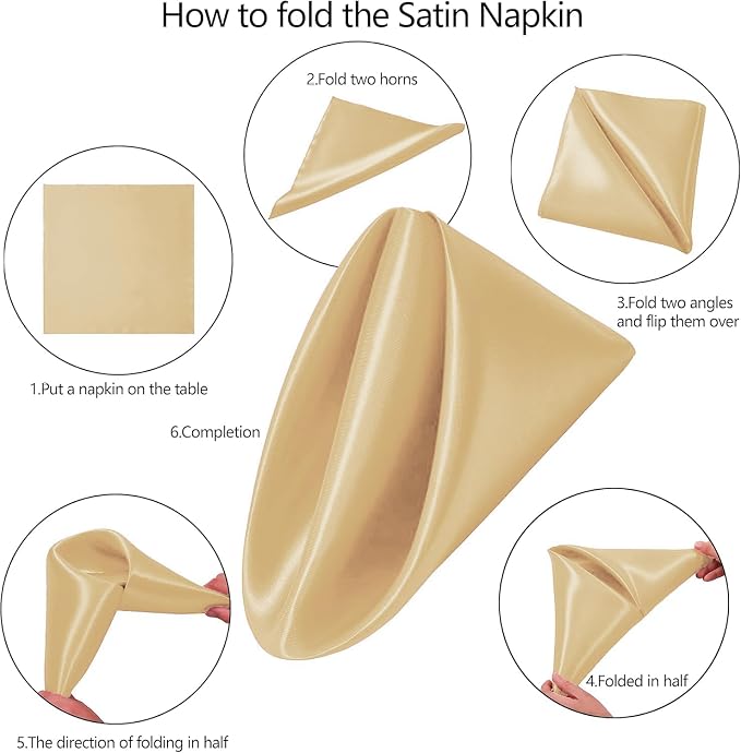 MDS® Pack of 200 Satin Napkins 12 x 12 Inch, Soft Silky Reusable Cloth Dinner Table Napkins for Wedding Décor, Reception, Birthday, Parties, Banquets, Catering, Restaurants & Hotel - Champagne Gold - Image 3