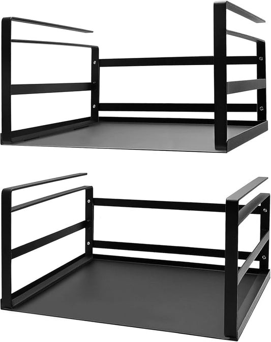 Nxconsu Under Shelf Basket 2 Pack, Cabinet Storage Organizer, 13.4" Black | Solid Metal Bottom Holds Up to 30 lb with No Drilling for Kitchen Cupboard Pantry Bookshelf Closet Laundry and Bath by Nxconsu