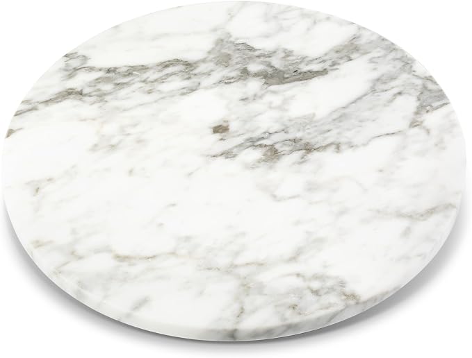 16'' Marble Lazy Susan Marble Turntable for Kitchen Dinning, Lazy Susans Organizer for Cabinet, Serving Rotation Spinning Tabletop Organizer Swiveling, Spice Rack Storage(Arabescato White) by Koville