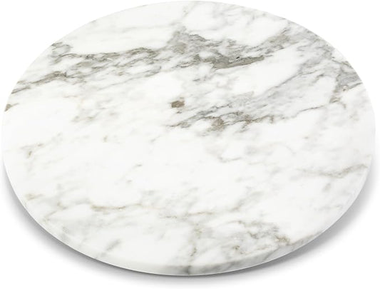 16'' Marble Lazy Susan Marble Turntable for Kitchen Dinning, Lazy Susans Organizer for Cabinet, Serving Rotation Spinning Tabletop Organizer Swiveling, Spice Rack Storage(Arabescato White) by Koville