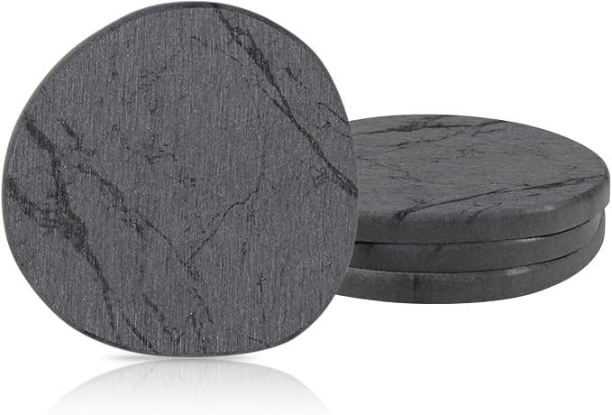 Diatomaceous Earth Coasters Set of 4，Super Absorbent Quick-Dry Heat-Resistant Drink and coffee Coasters, Modern Stone Irregular Design for Kitchen Counter and Coffee Table (Grey Coaster) by Unknown