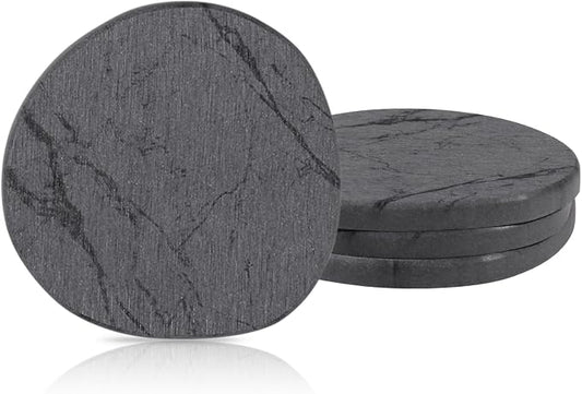 Diatomaceous Earth Coasters Set of 4，Super Absorbent Quick-Dry Heat-Resistant Drink and coffee Coasters, Modern Stone Irregular Design for Kitchen Counter and Coffee Table (Grey Coaster) by Unknown