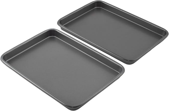 GoodCook Everyday Toaster Oven Mini Baking Sheets Set of 2 Set of 2 Heavy-Gauge Steel Baking Pans with Scratch-Resistant Nonstick, 9 x 6.2-Inch, Gray - Image 2