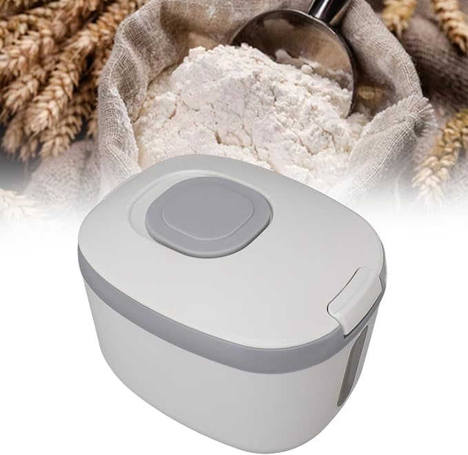 Rice Storage Container, Large Capacity Food Storage Container, Airtight Food Storage Container with Measuring Cup, Covered Rice Bucket, Cereal Dispenser Bin for Grains Nuts Flour(L Gray (15kg/33.1lb)) - Image 3