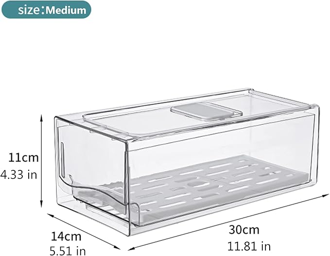 Diskary Fridge Organizer, Stackable Refrigerator Organizer Bins, Reusable Food Storage Containers, Fridge Drawer Organizer in Home Kitchen, Barbecue Shop, Restaurant, BPA-Free (2 Drawers, Medium) - Image 2