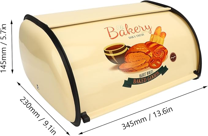 Topyond Vintage Bread Box, Metal for Kitchen Countertop | Rustic Bread Holder with Roll Top Lid, Farmhouse Bread Storage Bin, Stainless Steel Breadbox for Homemade Bread - Image 4