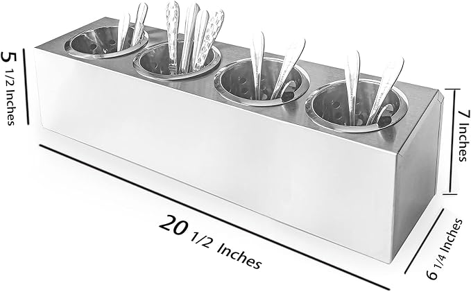 Flatware Organizers Stainless Steel Cylinder Flatware Silverware Utensil Holder Organizer Caddy (4 holes) - Image 5