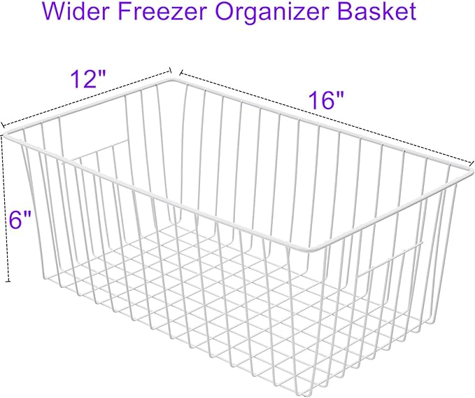 16inch Upright Freezer Organizer Baskets for 13-14,16-21 cu.ft Standup Freezer, Settle freezer chaos and reduce food waste effectively, Durable, Fully Use Space, Improve Air Circulate,Pack 4 - Image 5