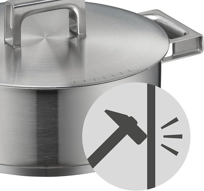 WMF Ultimate Cool Small Cooking Pot 20 cm, Stainless Steel Lid, Stewing Pot Induction 2.5 L, Cromargan Stainless Steel Matt, Heat Reducing Handles, Induction Pot with Inner Scale, Dishwasher Safe - Image 4