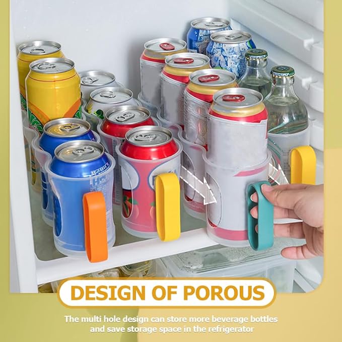 ULTECHNOVO 3pcs Portable Soda Can Organizer Refrigerator Shelf Beer Can Holder with Carrier Handle for Juice Drink Beer Fridge Storage Sliding Rack - Image 6