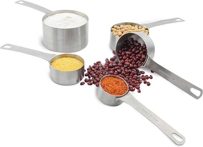 Stainless Steel Measuring Cups and Spoons Set, 18/8(304) Steel Material Heavy Duty 5 Measuring cups and 5 Measuring Spoons 1 Leveler and 2 rings Pack 13pcs Per set - Image 6