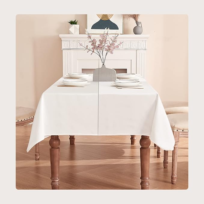 BALCONY & FALCON Rectangle Table Cloth Waterproof White 118"x57" | Rectangular Washable Wrinkle Resistant Table Cloth Linen Fabric Tablecloths for Dining Party Kitchen Wedding and Outdoor Use - Image 5