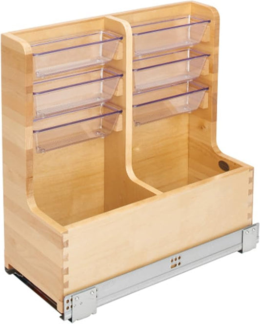 Rev-A-Shelf 30" Wood Vanity Sink Pullout Organizer Cabinet Storage with Soft-Close for Kitchen or Bathroom, Min Opening Width of 12", Maple Wood, 441-15VSBSC-1 by Rev-A-Shelf