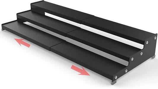 Jojocross Spice Rack Organizer 3 Tier Expandable Display Shelf(12.8"-24.01" W) Non-Skid Heavy Duty Sturdy Metal Iron Alloy Steel Step Racks 1 Pack/Black by JOJOCROSSHIGHQUALITYLIFE
