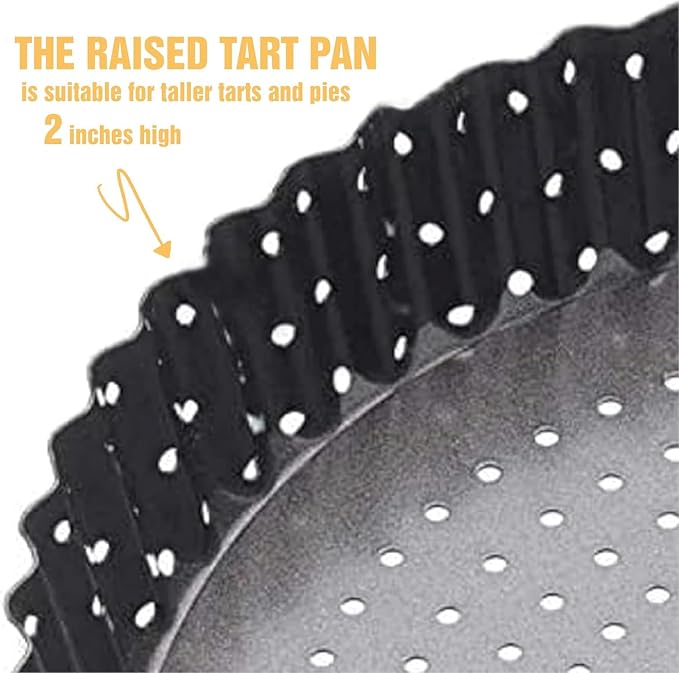 Quiche Lorraine Deep Dish Pie Pan - 9.44 inch Tart Pans with Removable Bottoms - Apple Pie Pan - 9.44 inch Tarte Tatin Pan - Deep Dish Pie Crust - Quiche Baking Dish - Image 9