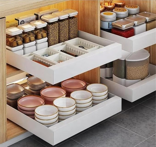 Pull Out Cabinet Organizer -Expandable – 12.56 x 18.89 Inch Pots And Pans Organizer Under Cabinet – Heavy Duty Carbon Steel Pull Out Drawers – Easy Installation No Screw Adjustable Cabinet Drawers by Unknown