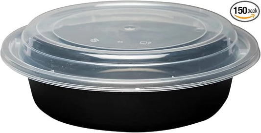 16oz Round Microwaveable Container with Lid, 150 Sets by ProTakeOut