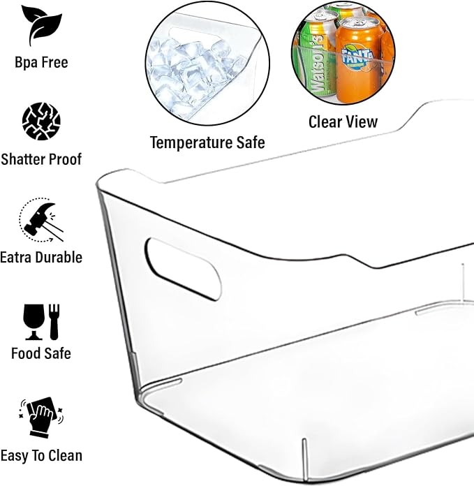 Clear Extra Large Plastic Storage Bins, Pantry Organizers and Storage Containers Fridge Organizer Bins for Organizing Home, Kitchen Organization. Bathroom, Refrigerator, Freezer, Laundry Room - Image 5