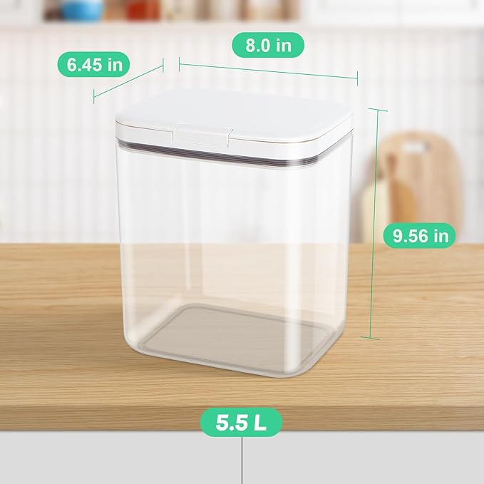 11 Lbs Rice Storage Container 5.8Qt Flour Sugar Containers with Flip-up Lid | Airtight BPA Free Dog Food Storage Bin Crystal-Clear Plastic Dry Food Holder for Kitchen Pantry Organization - Image 5