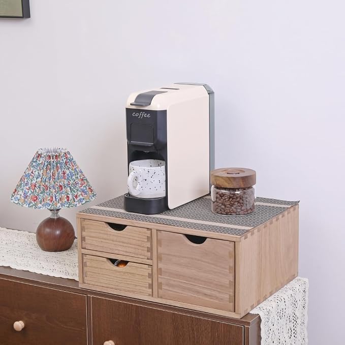 DDYURI Capsules Coffee Storage Drawer for Pod K-cup Holder - Counter Organizer for Kitchen Utensil Storage - Wood Desktop Coffee Brewer Accessories Stand CF2D3C-LT - Image 4