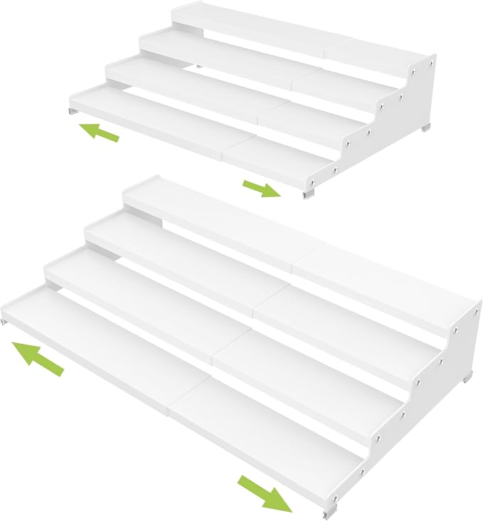 Jojocross Expandable 4-Tier Step Spice Rack Organizer for Kitchen Cabinet Modern Design and Non Skid Space Saving Storage Shelf for Countertop Cabinets Pantry(2Packs/White) by JOJOCROSSHIGHQUALITYLIFE