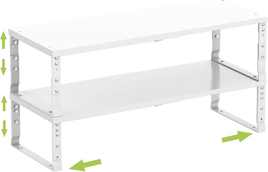 Jojocross Expandable Cabinet Shelf Organizer Storage Spice Rack Shelves for Kitchen Stackable Adjustable Pantry Cupboard Bathroom Countertop Desktop(2Packs/White/Medium) by JOJOCROSSHIGHQUALITYLIFE